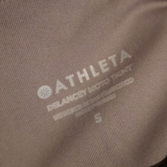 ATHLETA Moto Zip Delancy Tight Sculptek UPF 50+ Stretch Pockets Legging Taupe - Picture 12 of 12